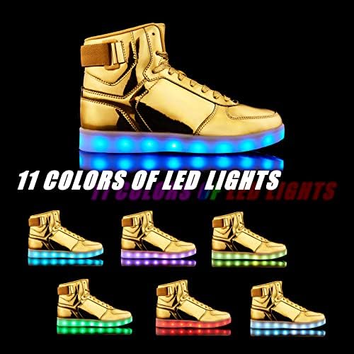 DIYJTS Unisex LED Light up pantofi, moda high Top LED adidași USB reîncărcabilă stralucitoare luminoase pantofi pentru bărbați,