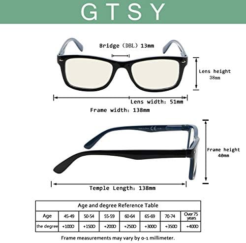 GTSY BLUE BLUE BLOCKING Ochelarii de citire a ochelarilor dreptunghiulari de joc de jocuri anti -raze Anti UV Reduceți Ochyestrain