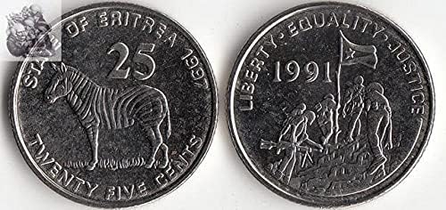 African New African New Gambia 1 Bumu Coin 1998 Ediție Colecția de cadouri de monede străine KM54 Eritrea 25 de puncte Monede