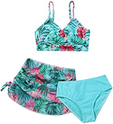 SHENHE GIRS 3 piese drăguțe cu talie înaltă cu talie seturi de bikini cu talie înaltă cu talie înaltă cu fustă de plajă