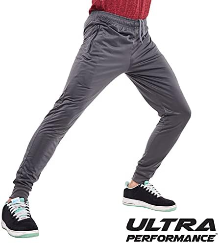 Ultra Performance 3 Pack Athletic Tech Mens Joggers, pista de pulover pentru bărbați cu buzunare cu fermoar