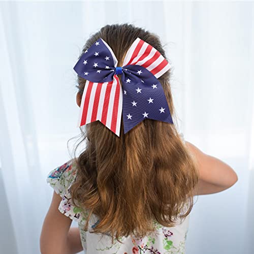 12pcs 8 American Flag majorete arcuri pentru fete, Oaoleer 4 iulie majorete păr arc Ziua Independenței Accesorii de par pentru