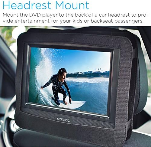 Player portabil dvd portabil cu ecran pivotant LCD de 10 inci, căști și suport pentru tetiera auto, negru