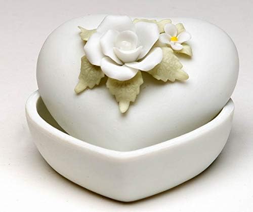 Cosmos cadouri Corp din porțelan fin din porțelan alb formă de trandafir pentru trandafiri de trandafir cu cutie de trinket,