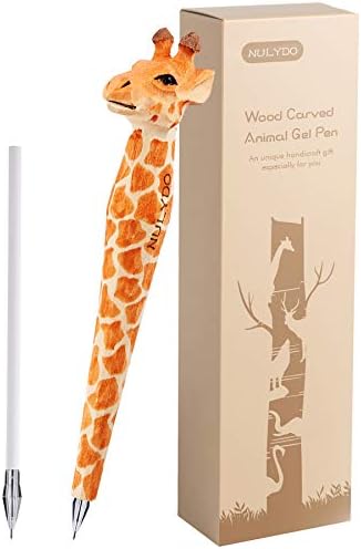 Nulydo manual din lemn sculptat Animal gel Pen / girafa, drăguț staționar școală aprovizionare birou aprovizionare, distracție