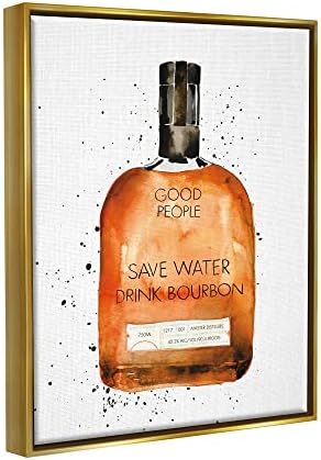 Stupell Industries economisiți apă băutură Bourbon Citat sticlă comună de lichior, Design de Mercedes Lopez Charro