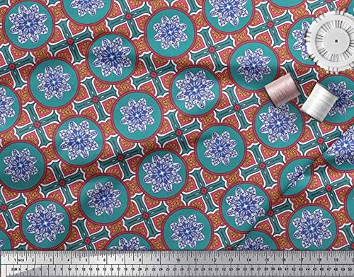 Soimoi Bumbac Jersey Fabric Floral Mandala Decor Fabric Imprimate Curte 58 Inch Wide