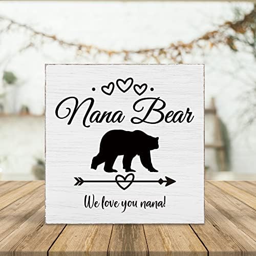 Cel mai bun semn Nana Ever White Box, cadou de ziua de naștere pentru mamă, Nana Wooden Block Plaque Box Semne, Cadouri de