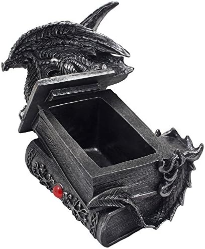 Statuie mitică Dragon gardian cu cutie de bibelouri cu compartiment ascuns de depozitare a cărților pentru Decorative gotice