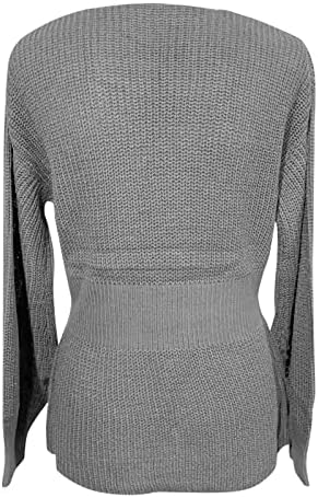 Cămașă de pulover pentru îmbrăcăminte pentru echipaj pentru femei Culoarea solidă cu mânecă lungă cu o manechin cu talie cu