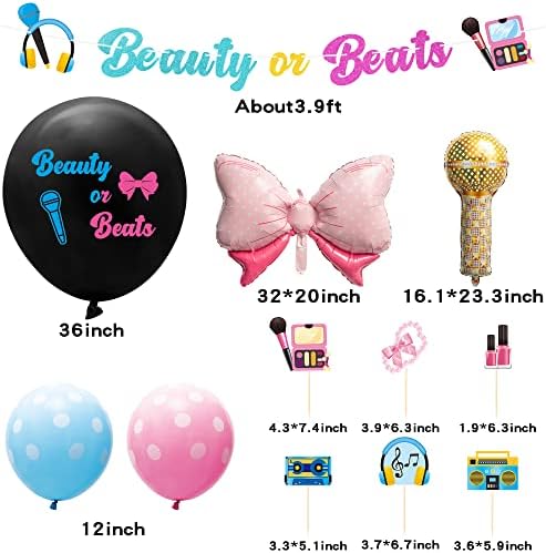 A1diee 38pcs frumusete bate gen dezvăluie decoratiuni Kit 36in gen dezvăluie balon roz arc microfon folie baloane Albastru