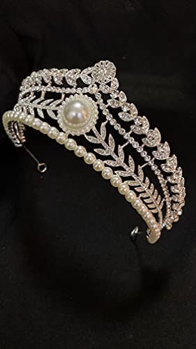 Perla De Argint Stras Printesa Coroana Nunta Tiara Partidul Concurs De Păr Bijuterii