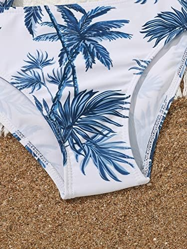 Oyoangle fata 3 bucata floarea-soarelui imprimare costum de baie Criss Cross Bikini costum de baie cu acoperire în sus
