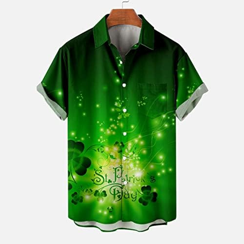 Tricouri de zi St Patricks Tricouri pentru bărbați cămăși irlandezi Shamrock Buton Hawaiian Up Bluză Bluză Casual cu mânecă