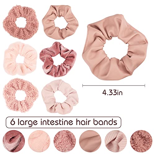 Scrunchies pentru femei 6pcs mare catifea Scrunchies pentru femei gros de păr Ultra texturate moale Scrunchy păr legături pentru