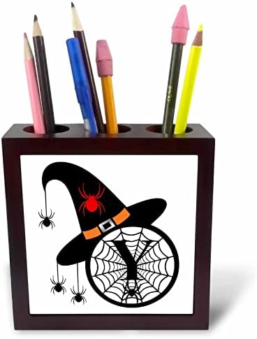 3drose monogramă y Halloween vrăjitoare pălărie păianjeni și Web-Tile Pen titularii