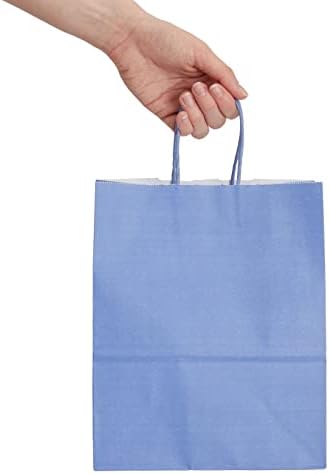 25 de pachete de pungi de cadou din hârtie albastră cu mânere pentru cadouri, consumabile pentru petreceri de ziua de naștere
