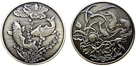 Nuobesty 2pcs monedă comemorativă China pește monede de bronz norocos de noroc provocare monedă mini monedă suvenir colecție