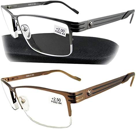 Pachet-2 perechi-cercleperson ochelari de lectură fără margini de lectură cititor de afaceri balamale de primăvară Gunmetal