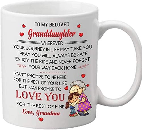 Nepoata cana de cafea albă, mă rog să fiți mereu în siguranță, de la bunica, cadou nepoata, cadou de Ziua Mamei, n-M12
