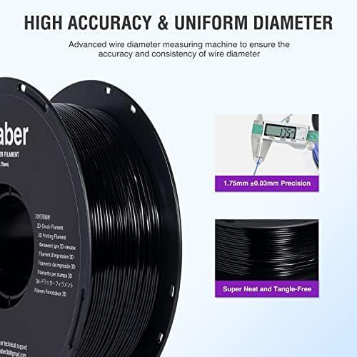 Kaaber Flexible TPU 3D Material de imprimantă Filament TPU negru 1,75mm 1kg, precizie dimensională +/- 0,03 mm, 95A duritate