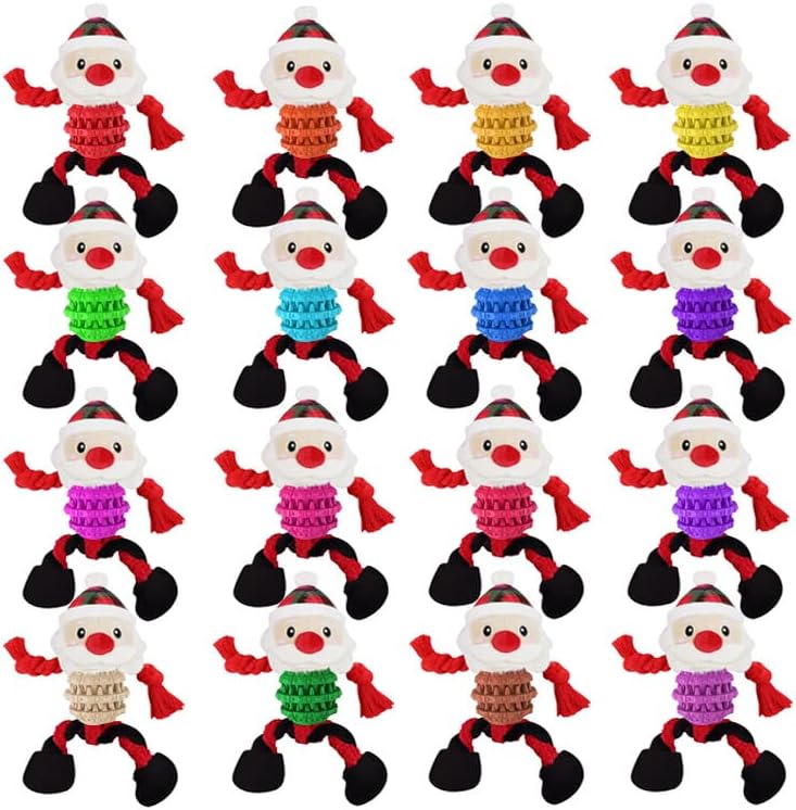 Jucării de mestecat pentru câini de Crăciun Bmesse, Santa Reindeer Snowman Interactiv Durabil pentru animale de companie jucărie,