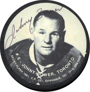 Johnny Bower a semnat 1991 Toronto Maple Leafs sport-flash NHL fotografie Puck-JSA RR76694-autograf NHL Pucks