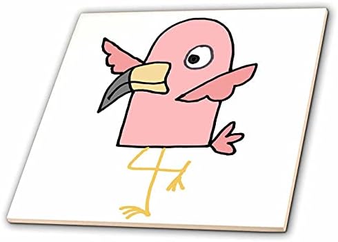 3drose toate zâmbetele artă-păsări - drăguț amuzant Funky roz Flamingo pasăre desen animat-gresie