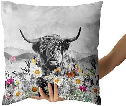 Giwawa Farm Cow Pillow Huse Set of 2 Scottish Bull aruncă pernă carcasă