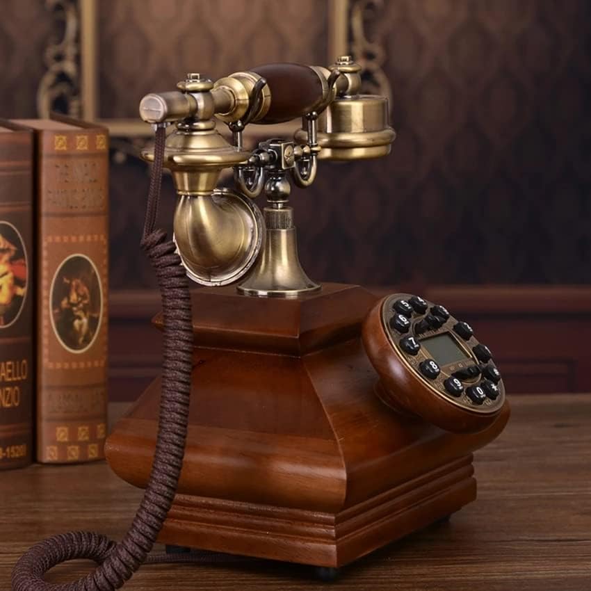 Zjhyxyh Antique Telephone Retro Telefon Solid Decorare fixă, cadran cu buton cu ID -ul apelantului, apeluri retroiluminate