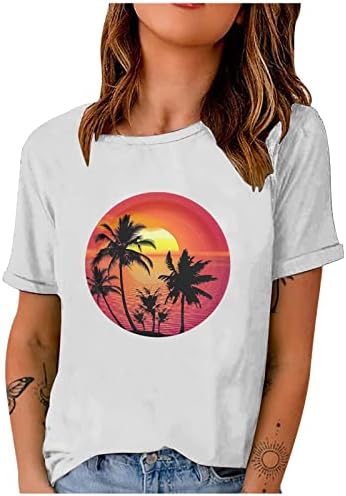 Tricouri de plajă pentru soare pentru femei Tricouri de palmier amuzant de vară tricouri de vacanță hawaii pentru fete adolescente