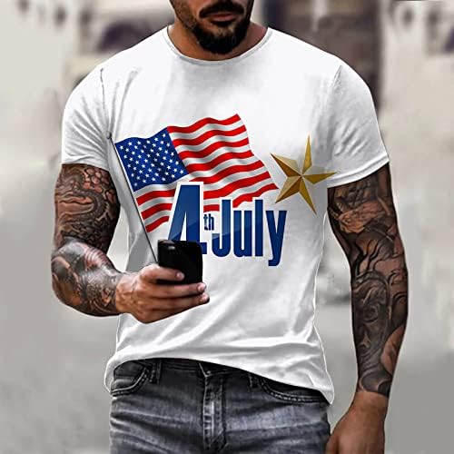 Tricouri patriotice RUIRUILICO pentru bărbați 4 iulie steagul Americii 2023 Mâneci scurte de vară Relax Fit Graphic 3D Prints