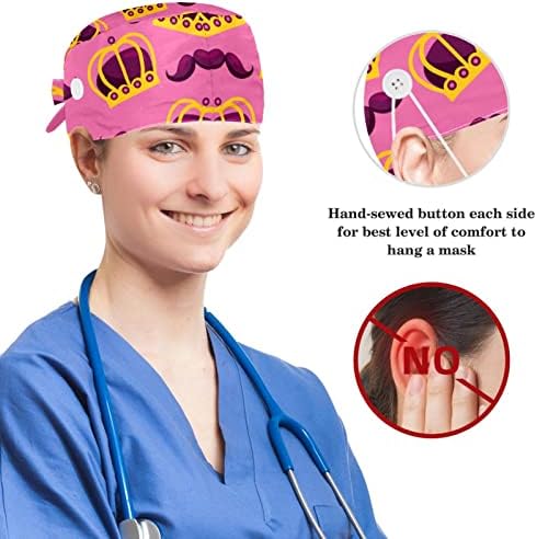 yoyoAmoy capac de lucru reglabil cu buton de bumbac Sweatband Hedgehog animal Surgeon Cap pentru femei