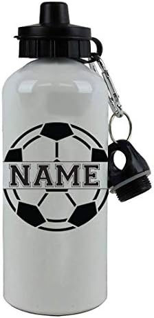 Personalizat personalizat Adăugați numele dvs. de fotbal din aluminiu aluminiu alb finisaj de 20 de uncii de apă sport, 2 capace,