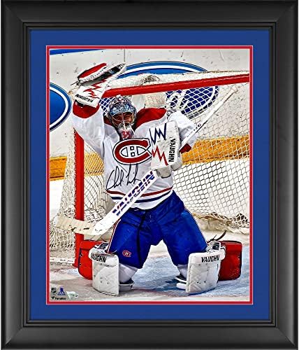 Charlie Lindgren Montreal Canadiens încadrat cu autograf 16 x 20 mănușă Salvați fotografia-mănuși NHL autografate