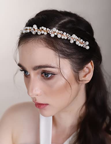 Chargances Elegant nunta perla Stras Tiara coroana Headband mireasa argint manual cristal floare coroana baroc Handmade mireasa
