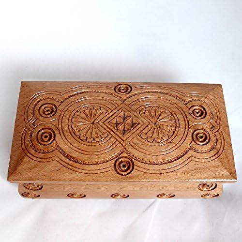 Yolkstar ucrainean carpatic sculptat manual cutia de lemn 8.5 x4.25