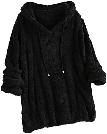 Femei Fuzzy Fleece Jachete cu glugă groasă Shaggy Fuzzy Zip Up Fuzzy Fleece Paltoa Patina pufoasă supradimensionată