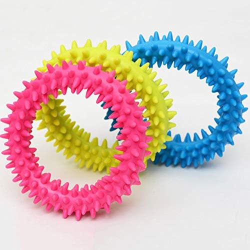 Byyushop câine de mestecat jucărie TPR SPIKY CIRCLE CIRCUL RING DOG MISC -Training Chew Molar Toy Cleaning Tooth Supply Pet