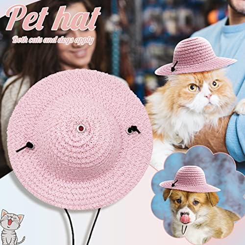 Giligege Pet Hat Pat Summer Dog Shade Straw pălărie pentru câini pentru pisici Cat Party Costume de vacanță pălărie Bandannas