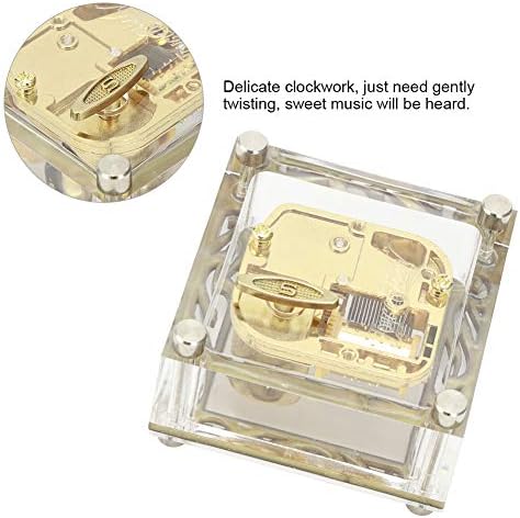 FDIT Gold Core Corced Acrilic Cubic Musical Cutie Clear Gold Gold Mand Cranked Gurdy Musicism Mecanism Music Box pentru nuntă