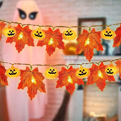 DBYLXMN Ziua Recunoștinței Halloween Baterie LED LED Maple Leaf Light String de interior și exterior decorativ șir de lumină