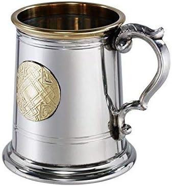 Wentworth Pewter - Half Pint Celtic Gold Pewter and Brass Tankard, bere cană