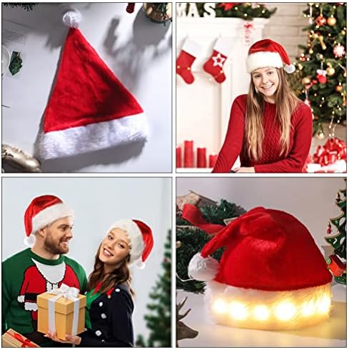 LUOZZY 2 buc LED Crăciun pălărie stralucitoare Xmas Santa pălărie Crăciun Santa pălărie pentru femei bărbați