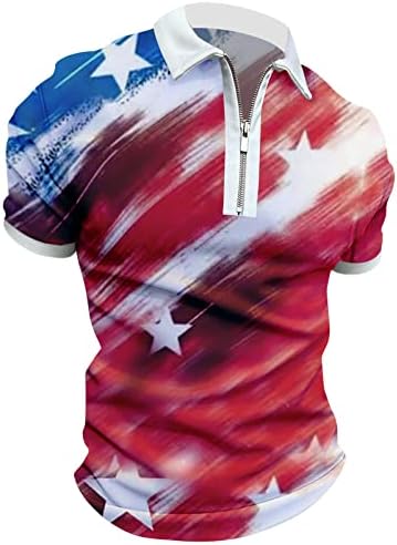 RUIRUILICO Men ' s USA Flag Polo Shirts patriotice 4 iulie Tricouri 2023 vara Casual 3d printuri Mâneci scurte tunica Topuri