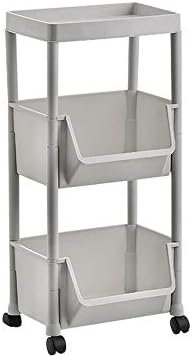 Xjjzs 3-straturi de depozitare raft de depozitare bucătărie cărucior cărucior rulant din plastic pentru baie organizator living