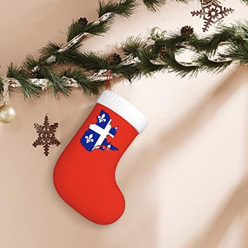 Harta steagului din Quebec ciorapi de Crăciun ciorapi de Crăciun șemineu șosete agățat de 18 inci decorare de vacanță