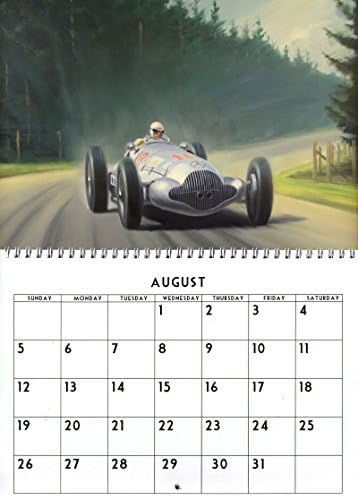 2023 Calendar de perete [12 pagini 8 x12] Auto Races Gran Prix Rally Cars Classic Afiș de reclamă vintage