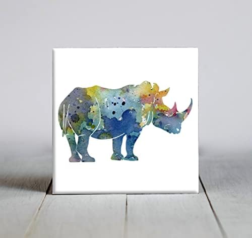 Albastru Rhino Abstract Acuarela Arta Placi Decorative