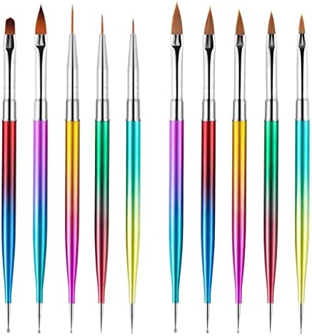 WALNUTA 5pcs / Set Nail Art Dotting pictura Pen gel acrilic desen sculptură linie perie Instrumente 2 moduri Manichiura DIY
